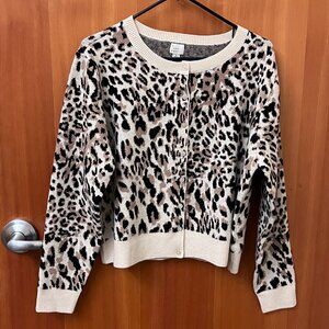 Target A New Day leopard cheetah tan black brown print cardigan sweater large